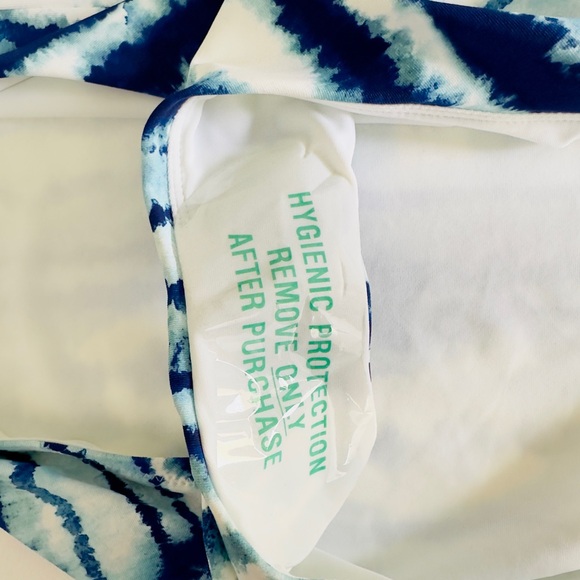 CALIA Women's Wide Band Mid Rise Bikini - Blue Watercolor Striped. XL. NWT - Picture 4 of 8